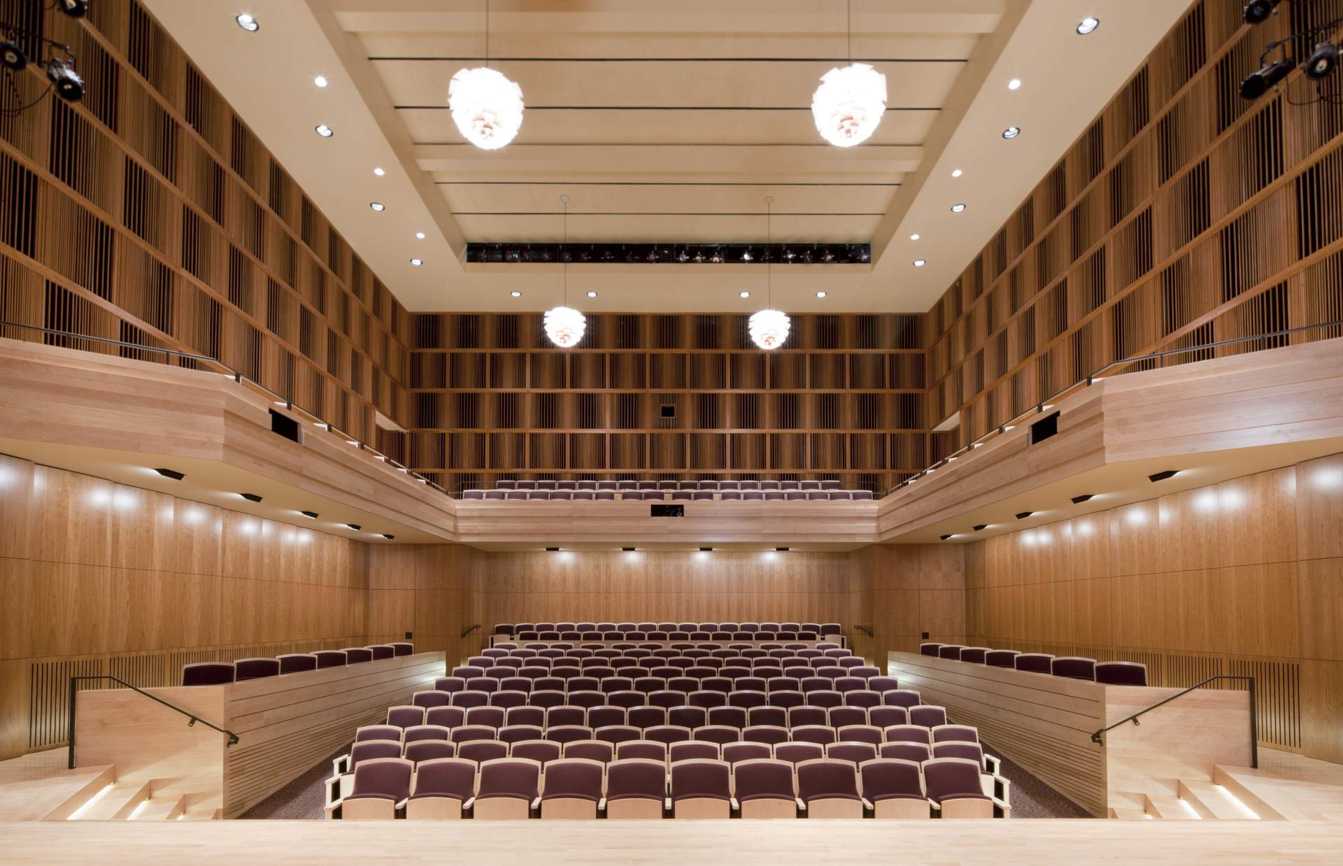 View of Hatch Recital Hall from the stage into the audience.