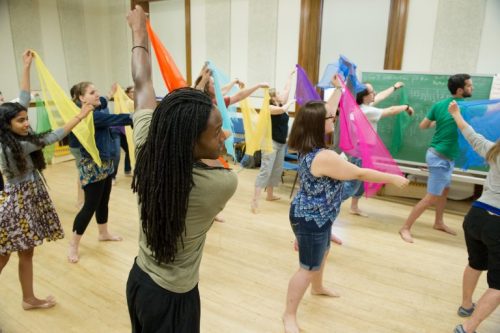 The Orff process, which integrates music, movement and speech in creative ways image of dancers with scarves