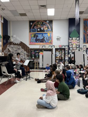 Shostakovish Piano Trio plays to a group of young students